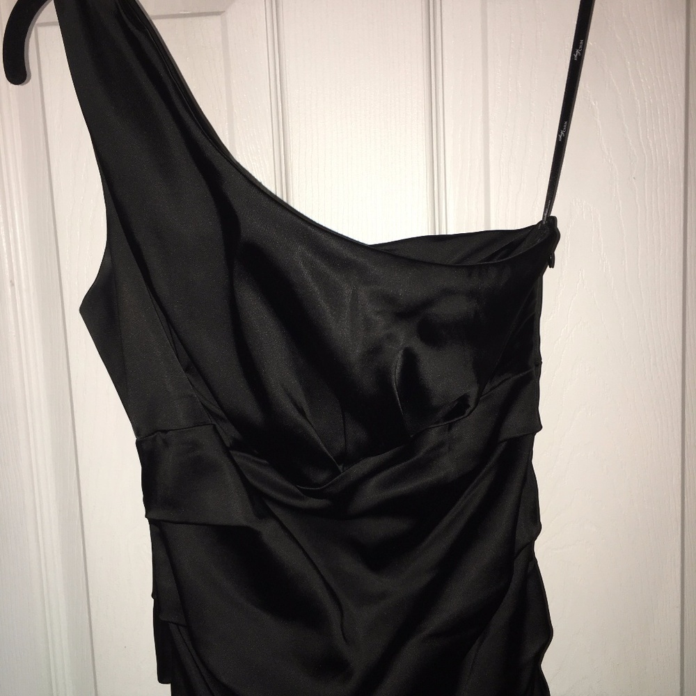 SUZI CHIN Maggy Boutique Black One Shoulder Cocktail Dress Sz 2 - Picture 5 of 11